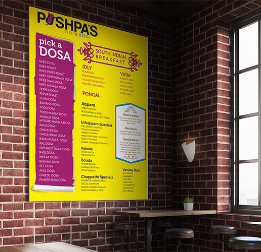 Pushpa's Tiffin House Signage